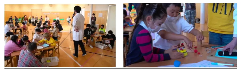 栃木県行われた、小学3年生～幼稚園年少のグループワークの様子